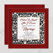 Invitation Rouge bordeaux, blanc et noir (Devant / Derrière)