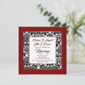 Invitation Rouge bordeaux, blanc et noir (Debout devant)