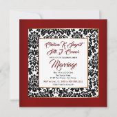 Invitation Rouge bordeaux, blanc et noir (Devant)