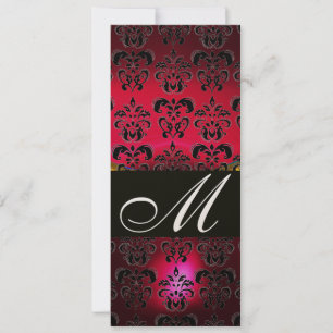 Invitation ROUGE BOURGOGNE NOIR DAMAS MONOGRAMME champagne