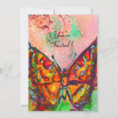 Invitation ROUGE BOUTTERFLY ROSE FUCHSIA OR PARKLES Sweet 16 (Devant)