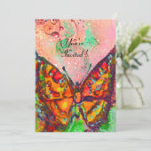 Invitation ROUGE BOUTTERFLY ROSE FUCHSIA OR PARKLES Sweet 16 (Debout devant)