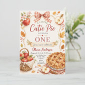 Invitation Rouge Bow Apple Cutie Pie Premier Anniversaire (Debout devant)