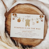 Invitation Rouge Brown en tissu beige baby shower d'automne