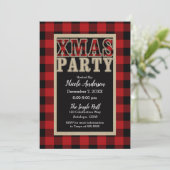 Invitation Rouge Buffle Carreaux Rustique NOËL Fête de Noël (Debout devant)