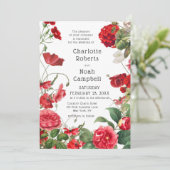 Invitation Rouge Camellia Fleur de Campagne Moderne Mariage F (Debout devant)