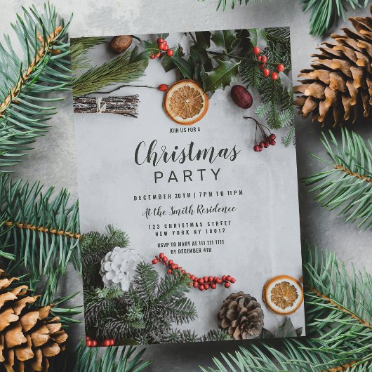 Invitation Rouge canneberge Orange hiver Pinet Noël