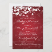 Invitation Rouge cerisier en fleurs de Baby shower 5x7 (Devant)