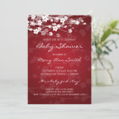 Invitation Rouge cerisier en fleurs de Baby shower 5x7 (Debout devant)