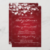 Invitation Rouge cerisier en fleurs de Baby shower 5x7 (Devant / Derrière)