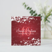 Invitation Rouge cerisier en fleurs Sweet sixteen (Debout devant)