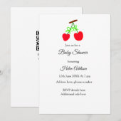 Invitation rouge cerisier vert arc ajouter baby shower QR (Devant / Derrière)