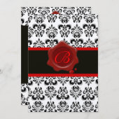 INVITATION ROUGE, CHAMPAGNE ET DOMMAQUES NOIRS, MONOGRAMME DE (Devant / Derrière)