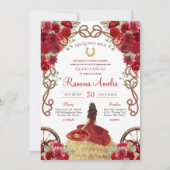 Invitation Rouge Charro Rustique Ouest Floral Quinceañera (Devant)