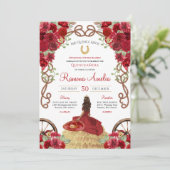 Invitation Rouge Charro Rustique Ouest Floral Quinceanera (Debout devant)