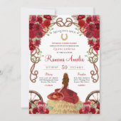 Invitation Rouge Charro Rustique Ouest Floral Quinceañera (Devant)