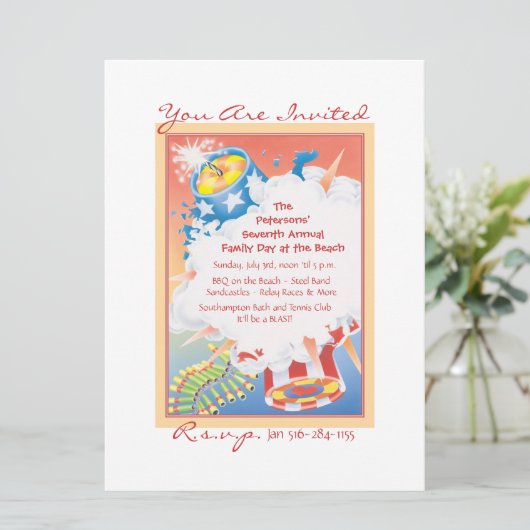 Invitation Rouge chaud et bleu (Debout devant)