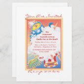 Invitation Rouge chaud et bleu (Devant / Derrière)