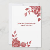 Invitation Rouge Chic éventail main roses romantique Quinceañ (Dos)