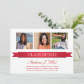 Invitation rouge chique d'obtention du diplôme de (Debout devant)