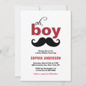 Invitation Rouge classique C'est un Baby shower de moustache (Devant)