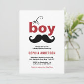 Invitation Rouge classique C'est un Baby shower de moustache (Debout devant)
