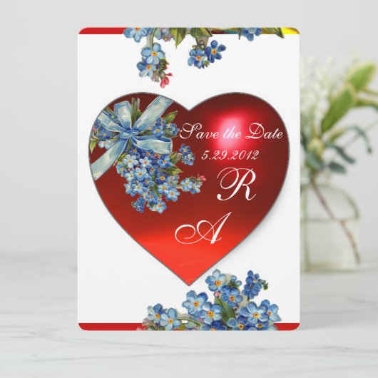 Invitation ROUGE COEUR & OUBLIEZ-MOI NOTES MONOGRAM champagne (Debout devant)