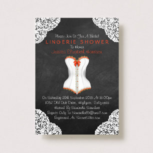 Invitation Rouge Corset blanc dentelle Chalkboard Lingerie Do