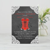 Invitation Rouge Corset blanc dentelle Chalkboard Lingerie Do (Debout devant)