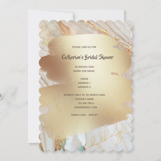 Invitation Rouge crabe marbre or liquide élégant parti chic (Dos)