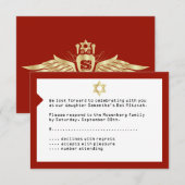 Invitation Rouge cramoisi de réponse du bat mitzvah RSVP de (Devant / Derrière)