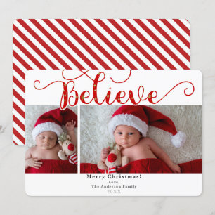 Invitation Rouge Croire Noël Vacances 2 Photos Photo