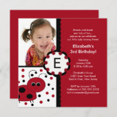 Invitation rouge d'anniversaire de photo de (Devant / Derrière)