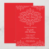 Invitation rouge d'anniversaire de sweet sixteen (Devant / Derrière)