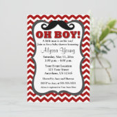 Invitation rouge de baby shower de Chevron de (Debout devant)