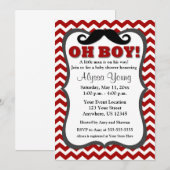 Invitation rouge de baby shower de Chevron de (Devant / Derrière)