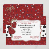 Invitation rouge de baby shower de cowboy de (Devant / Derrière)