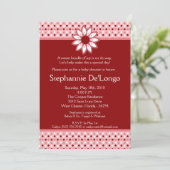 invitation rouge de baby shower de fleur de point (Debout devant)