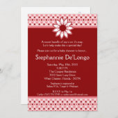 invitation rouge de baby shower de fleur de point (Devant / Derrière)