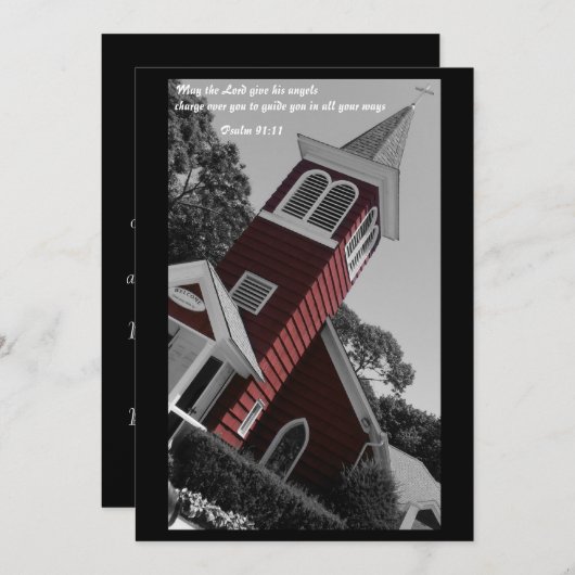 Invitation rouge de baptême d'église (Devant / Derrière)