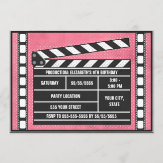 Invitation Rouge de bardeau de fête d'anniversaire de film