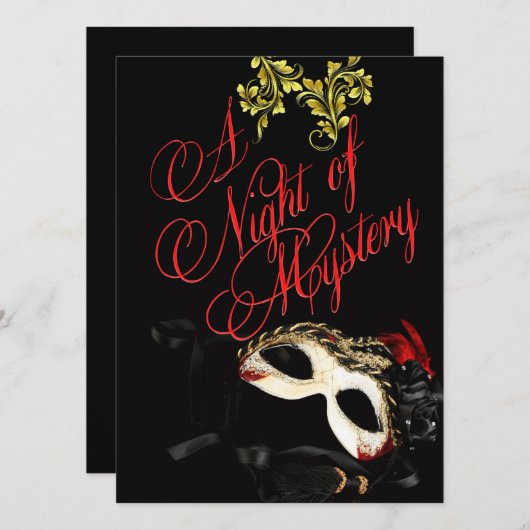 Invitation rouge de boule de mascarade (Devant / Derrière)