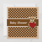 Invitation Rouge de brun d'invitation de baby shower d'ours (Dos)