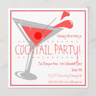 Invitation rouge de cocktail de Martini