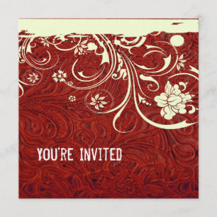 Invitation rouge de cuir et de dentelle