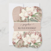 Invitation Rouge de Demoiselle Blush Rose Tropical Orchidée F (Devant)