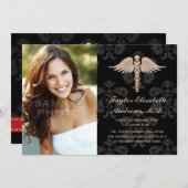 Invitation rouge de faire-part d'obtention du (Devant / Derrière)