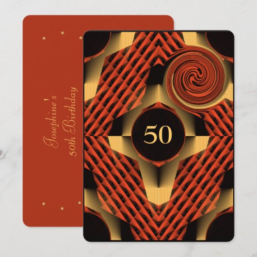 Invitation Rouge de fête (Devant / Derrière)