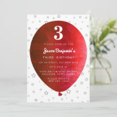 Invitation rouge de fête d'anniversaire de ballon (Debout devant)