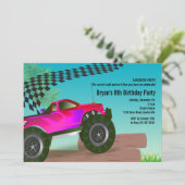 Invitation rouge de fête d'anniversaire de camion (Debout devant)